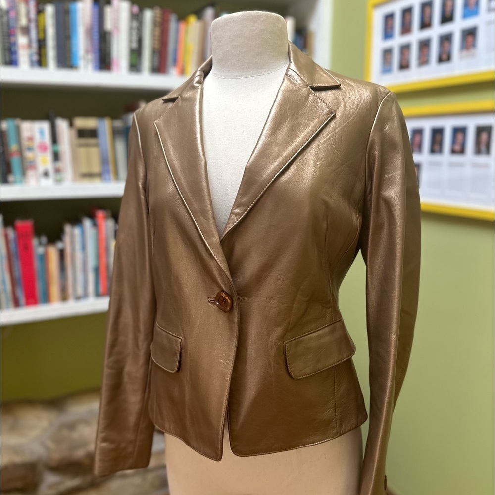 Metallic Gold Leather Jacket